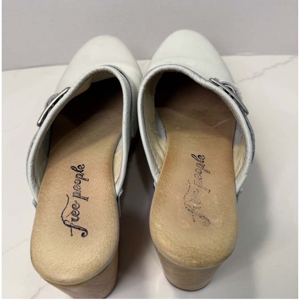 Free People Culver City Leather Buckle Studded Wooden Platform Clogs Mules Sz 37 - Picture 7 of 7